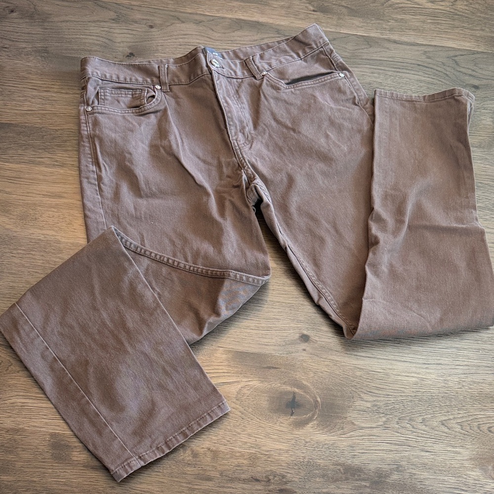 H&M Men's Brown Slim Fit Brown Pant 32